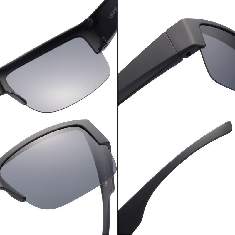 CAXMAN Wear Over Glasses Sunglasses Polarized Lens for Prescription Glasses, Medium Sized Half Frame, Matte Black Frame Black Lens - Image 4